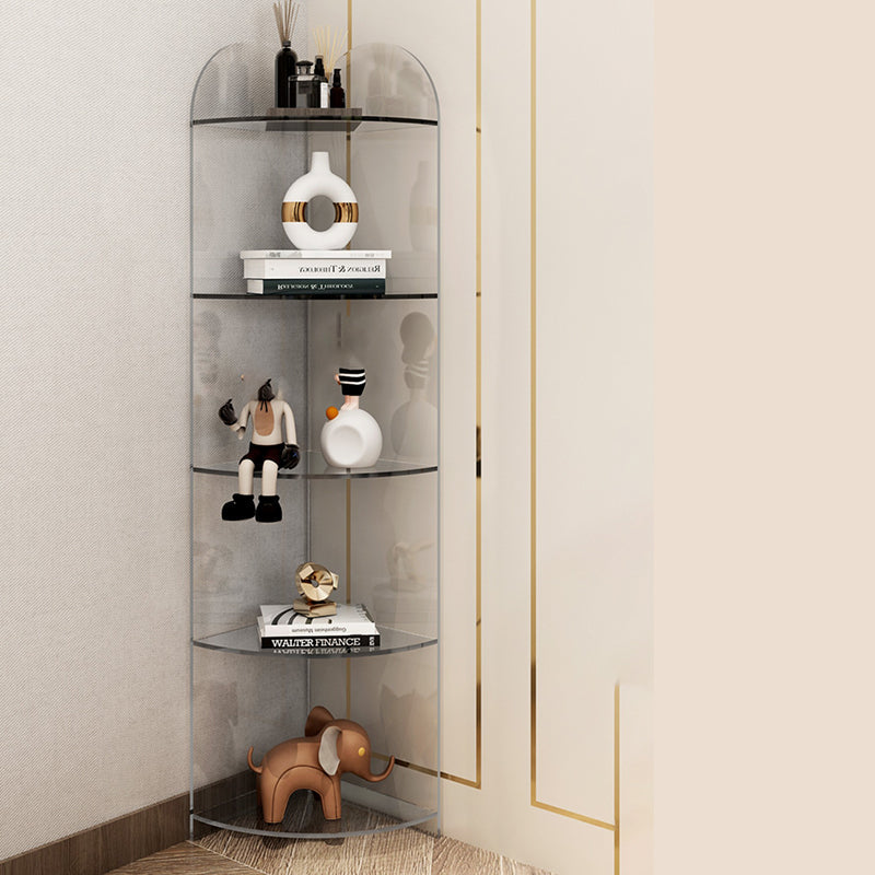 Modern Style Closed Back Bookshelf Corner Acrylic Bookcase with Triangle Shelves Clearhalo 'Bookcases' 'furn' 'furn_bookcases' 'Furniture' 'Office Furniture' 6894408