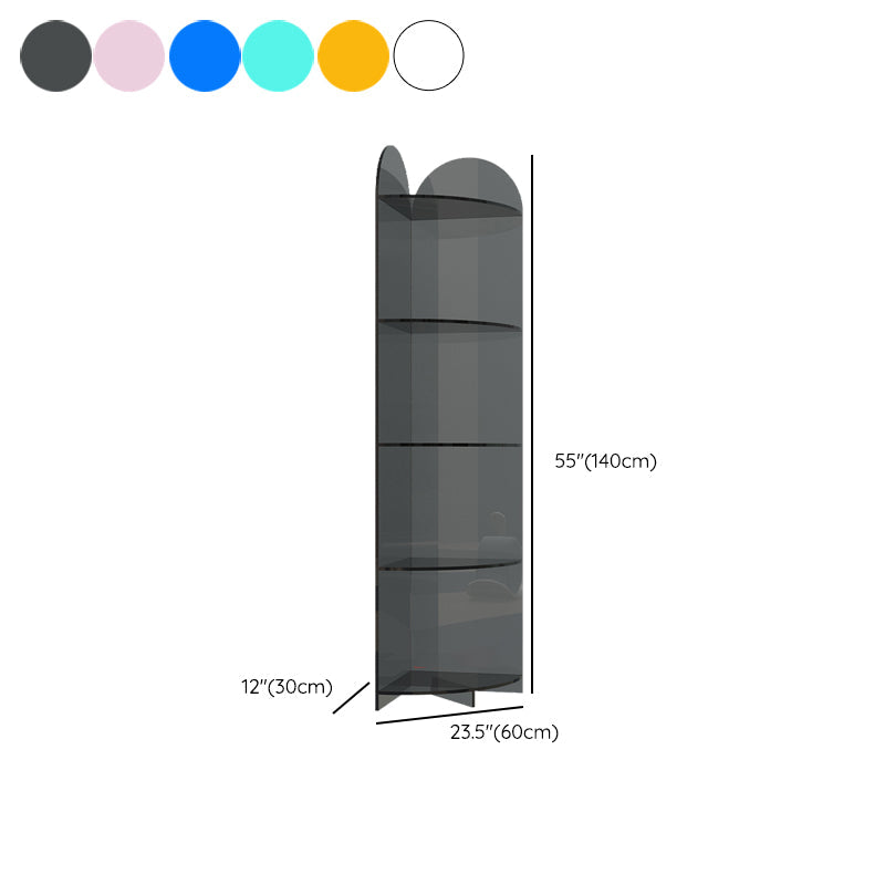 Modern Style Closed Back Bookshelf Corner Acrylic Bookcase with Triangle Shelves Clearhalo 'Bookcases' 'furn' 'furn_bookcases' 'Furniture' 'Office Furniture' 6894415