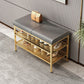 Metal Cushioned Bench Modern Seating Bench with Shelves for Entryway 24"L x 13"W x 18.5"H Gray Clearhalo 'Benches' 'Chairs & Seating' 'furn' 'furn_benches' 'Furniture' 'Living Room Furniture' 6894463