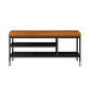 Metal Cushioned Bench Modern Seating Bench with Shelves for Entryway 39"L x 13"W x 18.5"H Brown Clearhalo 'Benches' 'Chairs & Seating' 'furn' 'furn_benches' 'Furniture' 'Living Room Furniture' 6894464