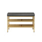 Metal Cushioned Bench Modern Seating Bench with Shelves for Entryway Clearhalo 'Benches' 'Chairs & Seating' 'furn' 'furn_benches' 'Furniture' 'Living Room Furniture' 6894465