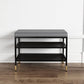 Metal Cushioned Bench Modern Seating Bench with Shelves for Entryway 24"L x 13"W x 18.5"H Black Grey Clearhalo 'Benches' 'Chairs & Seating' 'furn' 'furn_benches' 'Furniture' 'Living Room Furniture' 6894466
