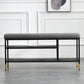 Metal Cushioned Bench Modern Seating Bench with Shelves for Entryway Black Grey Clearhalo 'Benches' 'Chairs & Seating' 'furn' 'furn_benches' 'Furniture' 'Living Room Furniture' 6894468