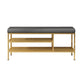 Metal Cushioned Bench Modern Seating Bench with Shelves for Entryway Clearhalo 'Benches' 'Chairs & Seating' 'furn' 'furn_benches' 'Furniture' 'Living Room Furniture' 6894471