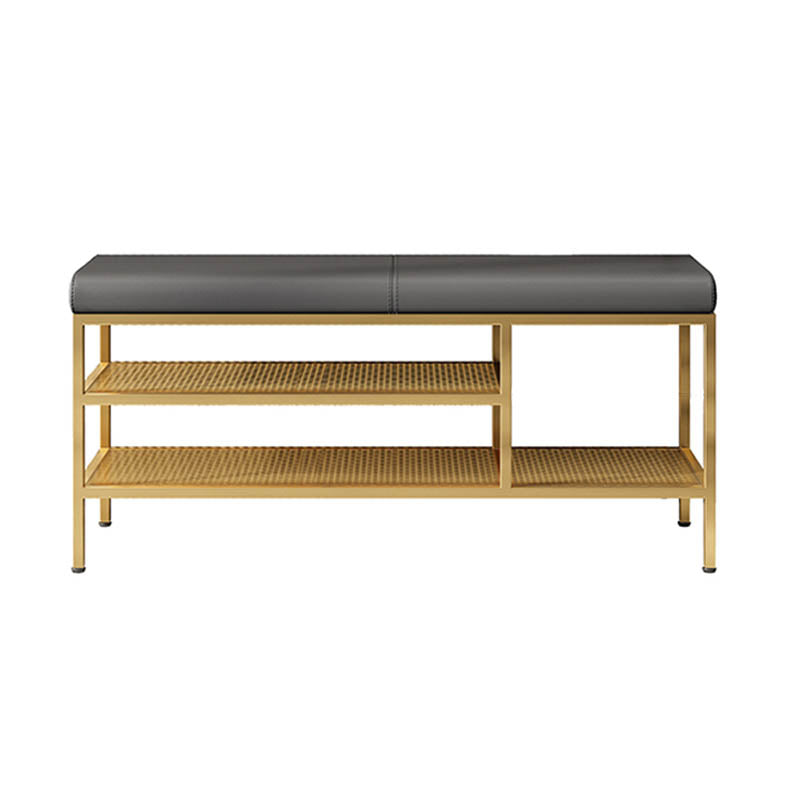 Metal Cushioned Bench Modern Seating Bench with Shelves for Entryway Clearhalo 'Benches' 'Chairs & Seating' 'furn' 'furn_benches' 'Furniture' 'Living Room Furniture' 6894471