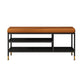 Metal Cushioned Bench Modern Seating Bench with Shelves for Entryway Clearhalo 'Benches' 'Chairs & Seating' 'furn' 'furn_benches' 'Furniture' 'Living Room Furniture' 6894472