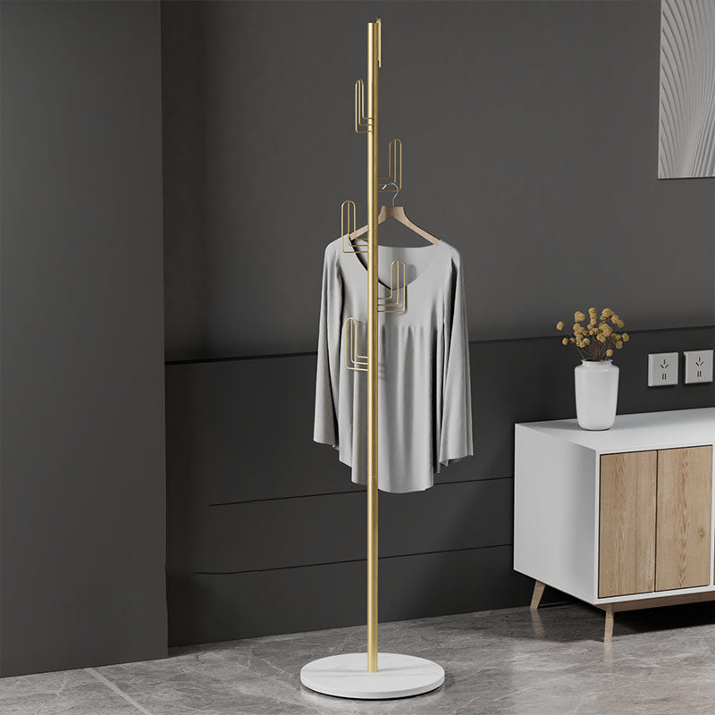 Luxurious Free Standing Coat Rack Metal Coat Hanger for Living Room Gold-White Clearhalo 'Entry & Mudroom Furniture' 'furn' 'furn_hall_tree_coat_racks' 'Furniture' 'Hall Trees & Coat Racks' 'hall_tree_coat_racks' 6895295