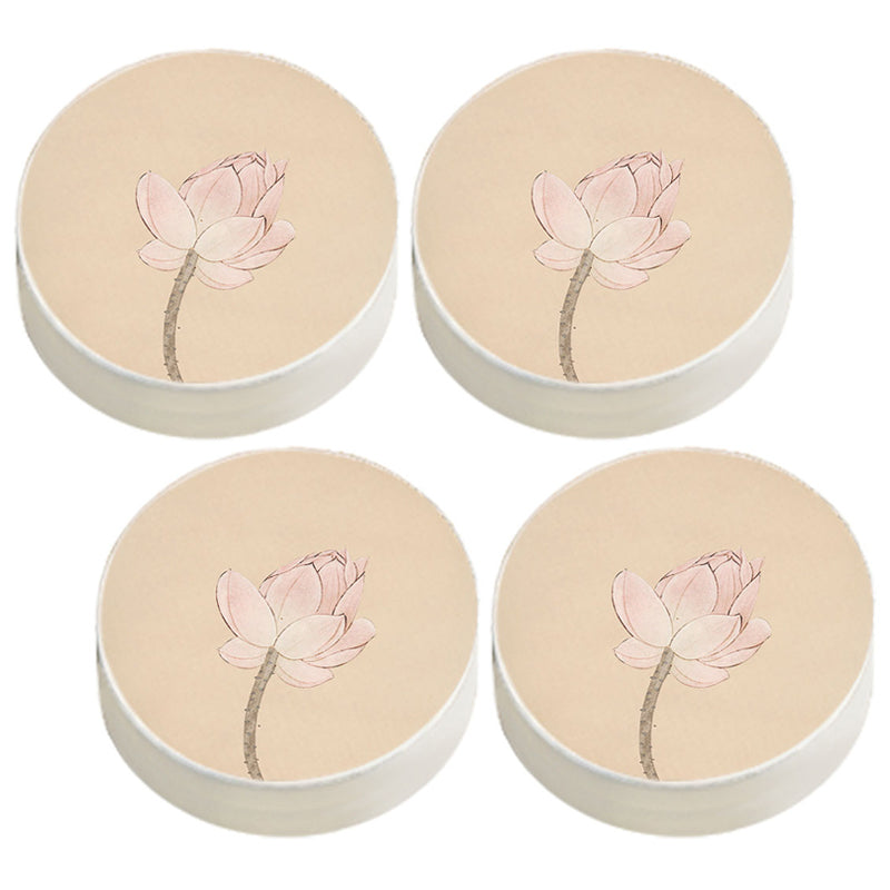 Modern Pouf Ottoman Cotton Upholstered Flower Printed Round Ottoman Dark Beige 4 Piece Set Clearhalo 'furn' 'furn_ottomans_poufs' 'Furniture' 'Living Room Furniture' 'Ottomans & Poufs' 'ottomans_poufs' 6895313