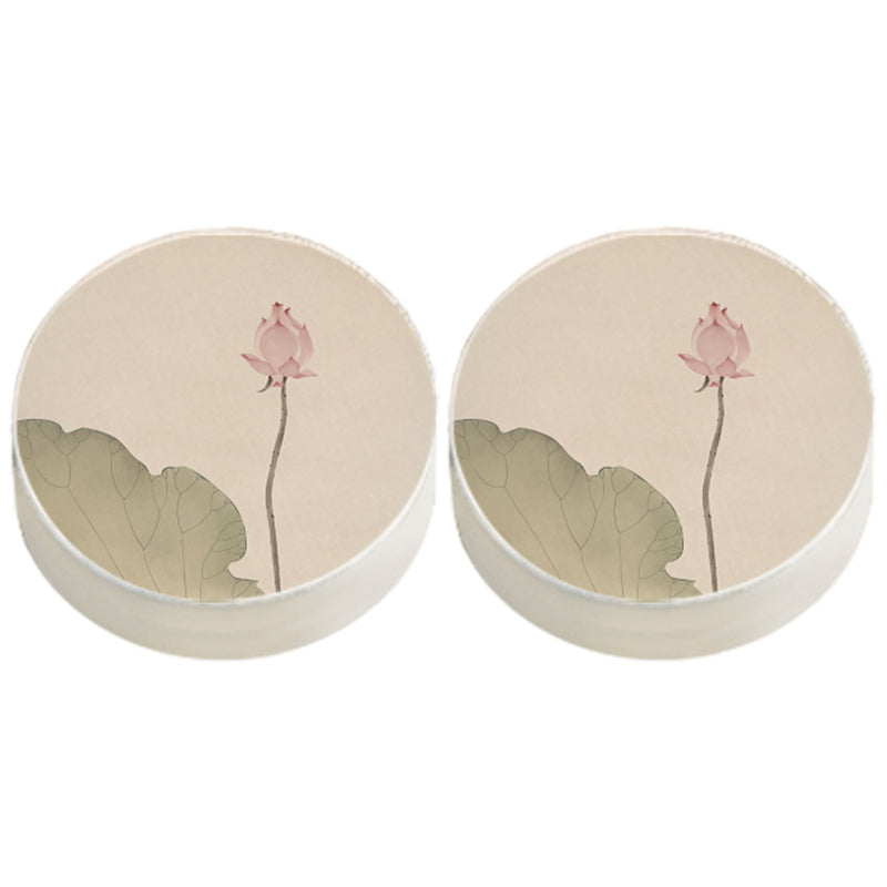 Modern Pouf Ottoman Cotton Upholstered Flower Printed Round Ottoman Off-White 2 Piece Set Clearhalo 'furn' 'furn_ottomans_poufs' 'Furniture' 'Living Room Furniture' 'Ottomans & Poufs' 'ottomans_poufs' 6895332