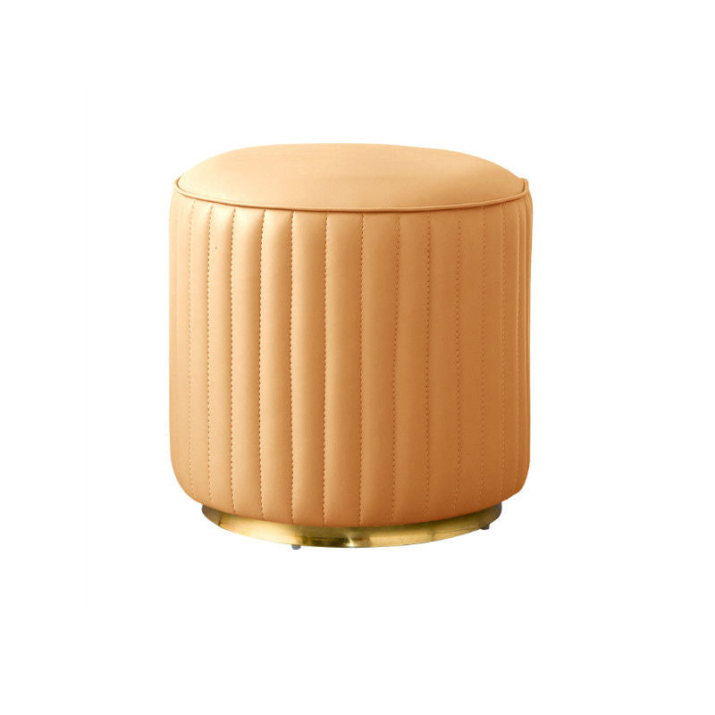 Modern Round Pouf Stain Resistant Velvet Pouf for Living Room Beige 1 Piece Clearhalo 'furn' 'furn_ottomans_poufs' 'Furniture' 'Living Room Furniture' 'Ottomans & Poufs' 'ottomans_poufs' 6895339