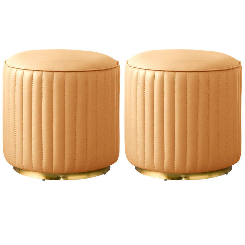 Modern Round Pouf Stain Resistant Velvet Pouf for Living Room Beige 2 Piece Set Clearhalo 'furn' 'furn_ottomans_poufs' 'Furniture' 'Living Room Furniture' 'Ottomans & Poufs' 'ottomans_poufs' 6895341