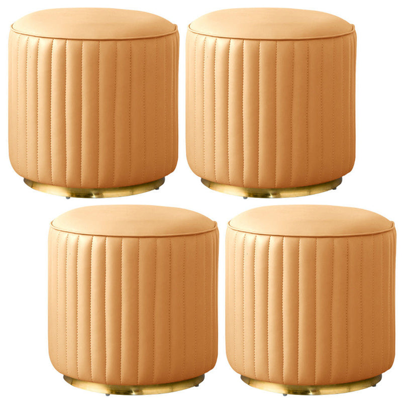 Modern Round Pouf Stain Resistant Velvet Pouf for Living Room Beige 4 Piece Set Clearhalo 'furn' 'furn_ottomans_poufs' 'Furniture' 'Living Room Furniture' 'Ottomans & Poufs' 'ottomans_poufs' 6895343