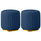 Modern Round Pouf Stain Resistant Velvet Pouf for Living Room Dark Blue 2 Piece Set Clearhalo 'furn' 'furn_ottomans_poufs' 'Furniture' 'Living Room Furniture' 'Ottomans & Poufs' 'ottomans_poufs' 6895346
