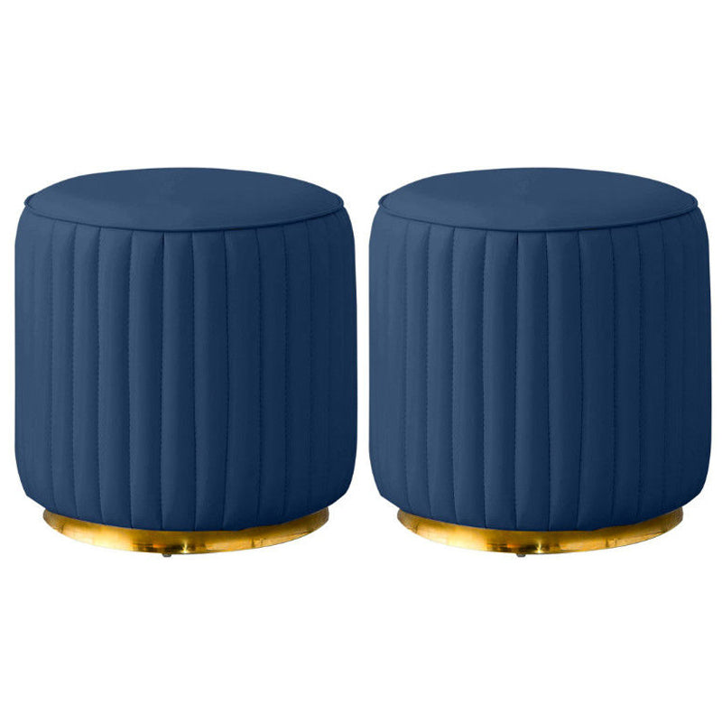 Modern Round Pouf Stain Resistant Velvet Pouf for Living Room Dark Blue 2 Piece Set Clearhalo 'furn' 'furn_ottomans_poufs' 'Furniture' 'Living Room Furniture' 'Ottomans & Poufs' 'ottomans_poufs' 6895346
