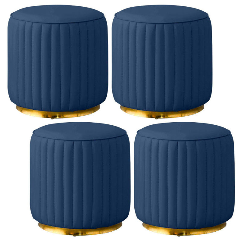 Modern Round Pouf Stain Resistant Velvet Pouf for Living Room Dark Blue 4 Piece Set Clearhalo 'furn' 'furn_ottomans_poufs' 'Furniture' 'Living Room Furniture' 'Ottomans & Poufs' 'ottomans_poufs' 6895349