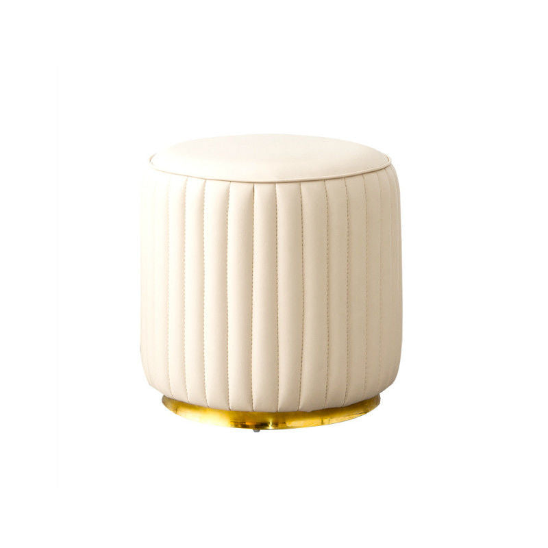 Modern Round Pouf Stain Resistant Velvet Pouf for Living Room Off-White 1 Piece Clearhalo 'furn' 'furn_ottomans_poufs' 'Furniture' 'Living Room Furniture' 'Ottomans & Poufs' 'ottomans_poufs' 6895351