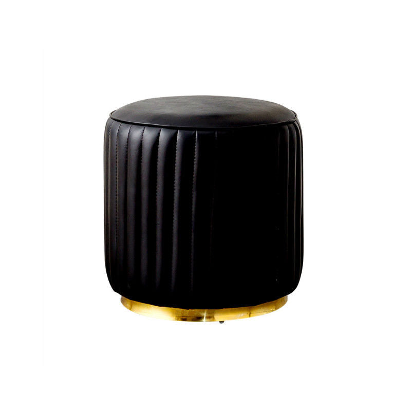 Modern Round Pouf Stain Resistant Velvet Pouf for Living Room Black 1 Piece Clearhalo 'furn' 'furn_ottomans_poufs' 'Furniture' 'Living Room Furniture' 'Ottomans & Poufs' 'ottomans_poufs' 6895354