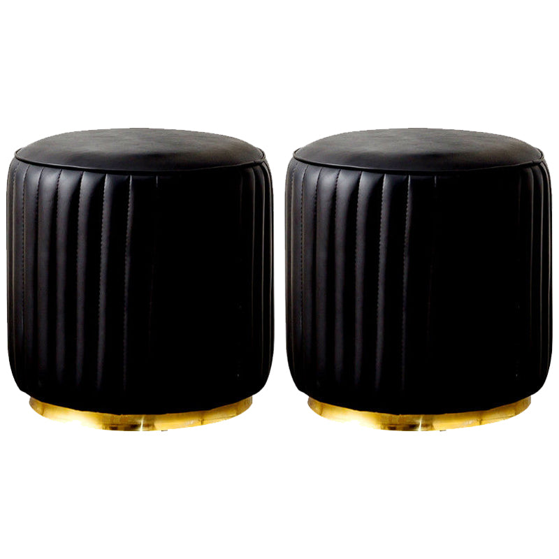 Modern Round Pouf Stain Resistant Velvet Pouf for Living Room Black 2 Piece Set Clearhalo 'furn' 'furn_ottomans_poufs' 'Furniture' 'Living Room Furniture' 'Ottomans & Poufs' 'ottomans_poufs' 6895355