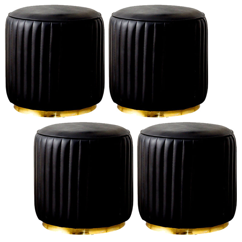 Modern Round Pouf Stain Resistant Velvet Pouf for Living Room Black 4 Piece Set Clearhalo 'furn' 'furn_ottomans_poufs' 'Furniture' 'Living Room Furniture' 'Ottomans & Poufs' 'ottomans_poufs' 6895356