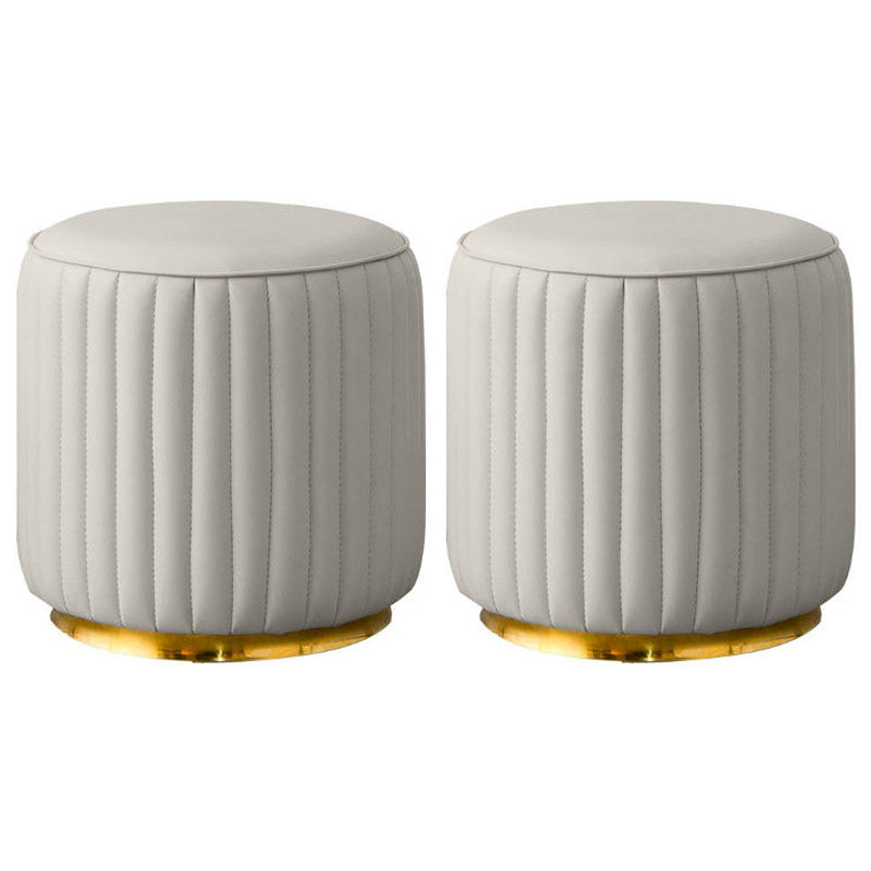 Modern Round Pouf Stain Resistant Velvet Pouf for Living Room Light Gray 2 Piece Set Clearhalo 'furn' 'furn_ottomans_poufs' 'Furniture' 'Living Room Furniture' 'Ottomans & Poufs' 'ottomans_poufs' 6895358