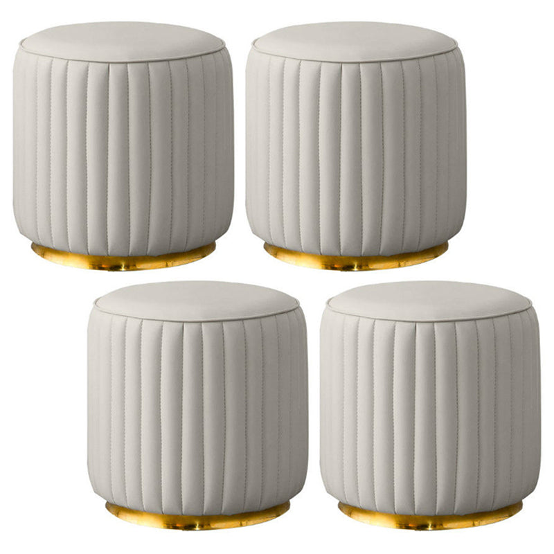 Modern Round Pouf Stain Resistant Velvet Pouf for Living Room Light Gray 4 Piece Set Clearhalo 'furn' 'furn_ottomans_poufs' 'Furniture' 'Living Room Furniture' 'Ottomans & Poufs' 'ottomans_poufs' 6895359