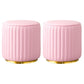 Modern Round Pouf Stain Resistant Velvet Pouf for Living Room Pink 2 Piece Set Clearhalo 'furn' 'furn_ottomans_poufs' 'Furniture' 'Living Room Furniture' 'Ottomans & Poufs' 'ottomans_poufs' 6895361