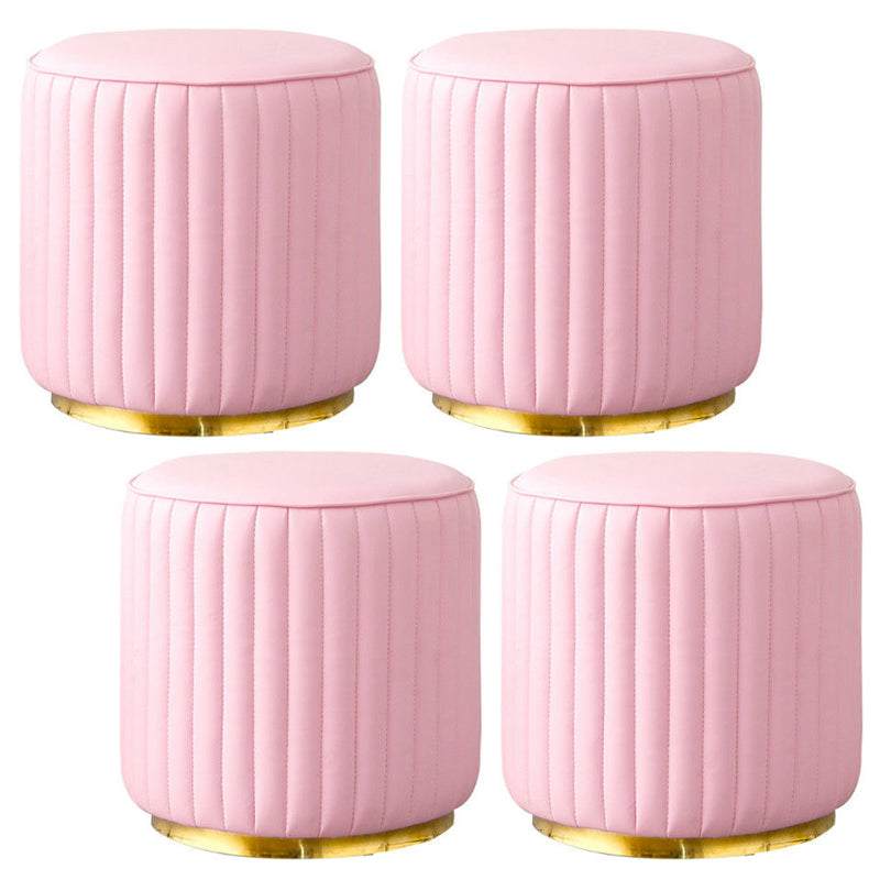 Modern Round Pouf Stain Resistant Velvet Pouf for Living Room Pink 4 Piece Set Clearhalo 'furn' 'furn_ottomans_poufs' 'Furniture' 'Living Room Furniture' 'Ottomans & Poufs' 'ottomans_poufs' 6895362