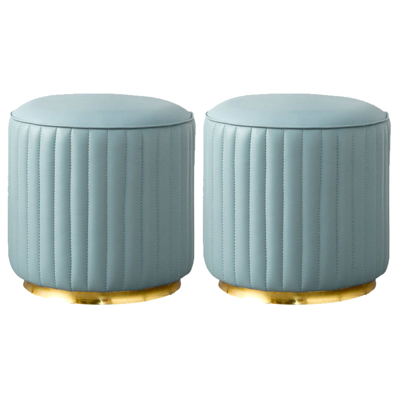 Modern Round Pouf Stain Resistant Velvet Pouf for Living Room Light Blue 2 Piece Set Clearhalo 'furn' 'furn_ottomans_poufs' 'Furniture' 'Living Room Furniture' 'Ottomans & Poufs' 'ottomans_poufs' 6895364