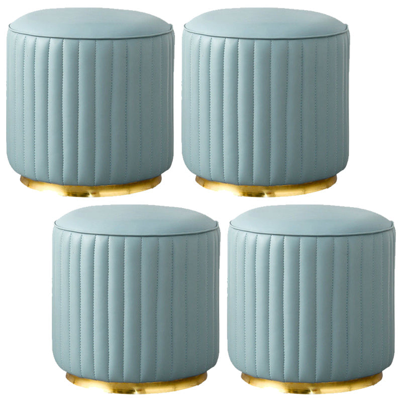 Modern Round Pouf Stain Resistant Velvet Pouf for Living Room Light Blue 4 Piece Set Clearhalo 'furn' 'furn_ottomans_poufs' 'Furniture' 'Living Room Furniture' 'Ottomans & Poufs' 'ottomans_poufs' 6895365