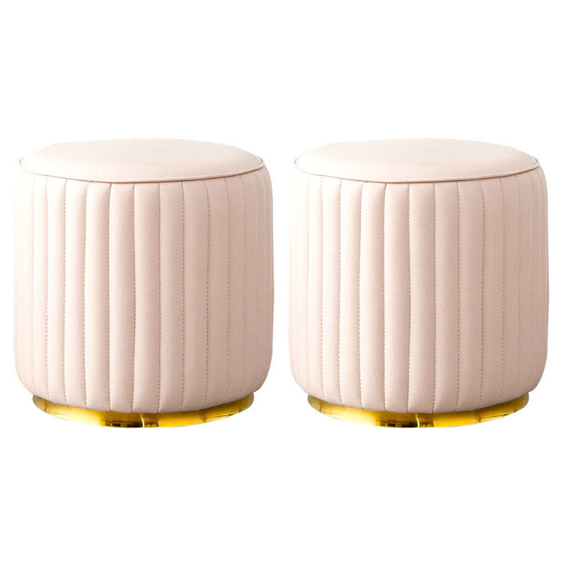 Modern Round Pouf Stain Resistant Velvet Pouf for Living Room Light Pink 2 Piece Set Clearhalo 'furn' 'furn_ottomans_poufs' 'Furniture' 'Living Room Furniture' 'Ottomans & Poufs' 'ottomans_poufs' 6895367
