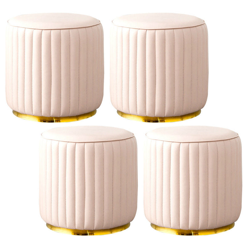 Modern Round Pouf Stain Resistant Velvet Pouf for Living Room Light Pink 4 Piece Set Clearhalo 'furn' 'furn_ottomans_poufs' 'Furniture' 'Living Room Furniture' 'Ottomans & Poufs' 'ottomans_poufs' 6895368