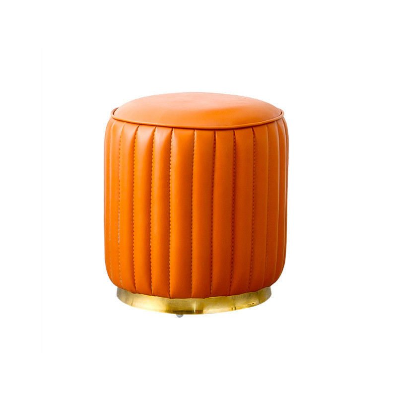 Modern Round Pouf Stain Resistant Velvet Pouf for Living Room Orange 1 Piece Clearhalo 'furn' 'furn_ottomans_poufs' 'Furniture' 'Living Room Furniture' 'Ottomans & Poufs' 'ottomans_poufs' 6895369