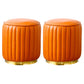 Modern Round Pouf Stain Resistant Velvet Pouf for Living Room Orange 2 Piece Set Clearhalo 'furn' 'furn_ottomans_poufs' 'Furniture' 'Living Room Furniture' 'Ottomans & Poufs' 'ottomans_poufs' 6895370