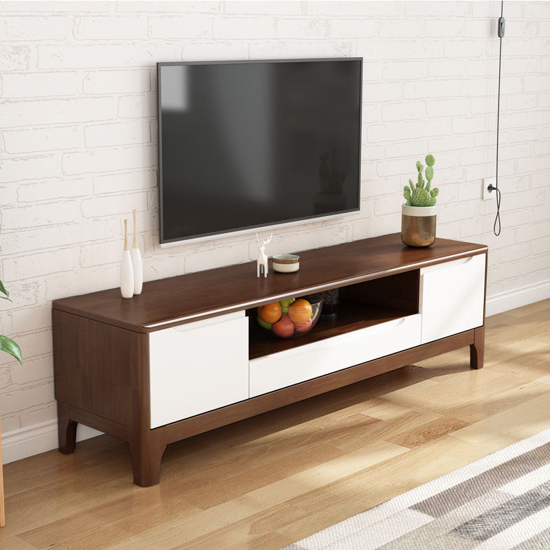 Scandinavian TV Console Solid Wood TV Media Console for Living Room Walnut White Clearhalo 'furn' 'furn_tv_stands_entertainment_centers' 'Furniture' 'Living Room Furniture' 'TV Stands & Entertainment Centers' 'TV Stands & Media Storage Furniture' 'tv_stands_entertainment_centers' 6895974