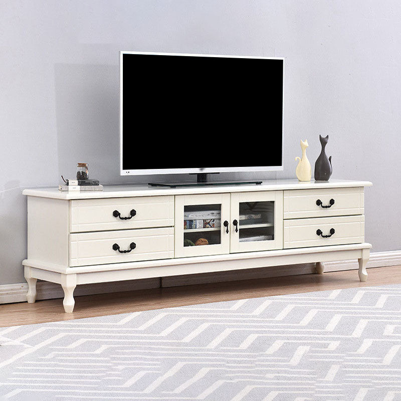Traditional TV Console Wooden TV Media Console with 4 Drawers Ivory Clearhalo 'furn' 'furn_tv_stands_entertainment_centers' 'Furniture' 'Living Room Furniture' 'TV Stands & Entertainment Centers' 'TV Stands & Media Storage Furniture' 'tv_stands_entertainment_centers' 6895992