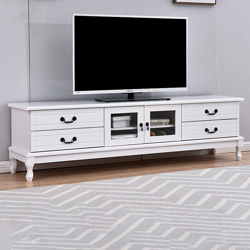Traditional TV Console Wooden TV Media Console with 4 Drawers 79"L x 16"W x 20"H White Clearhalo 'furn' 'furn_tv_stands_entertainment_centers' 'Furniture' 'Living Room Furniture' 'TV Stands & Entertainment Centers' 'TV Stands & Media Storage Furniture' 'tv_stands_entertainment_centers' 6895997