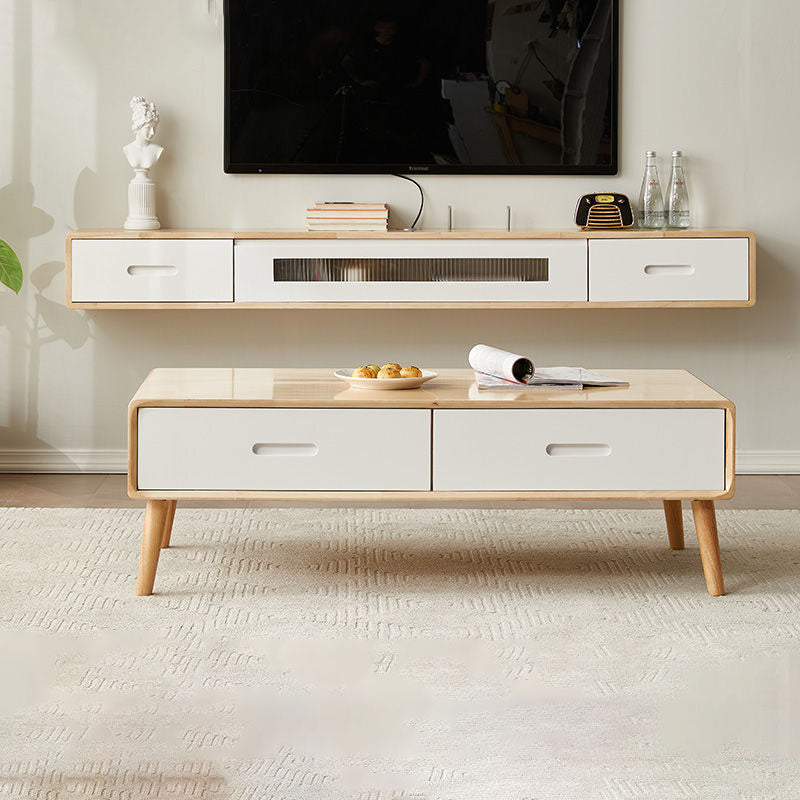 Console TV contemporanea Console multimediale TV in legno massello con cassetti
