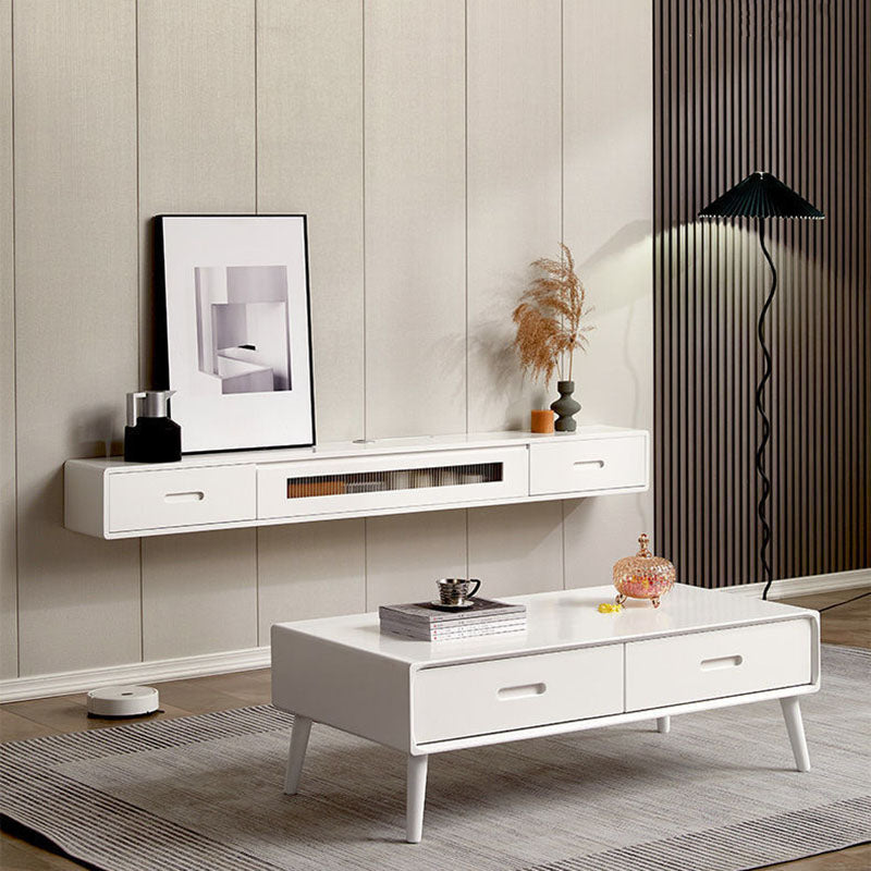 Console TV contemporanea Console multimediale TV in legno massello con cassetti