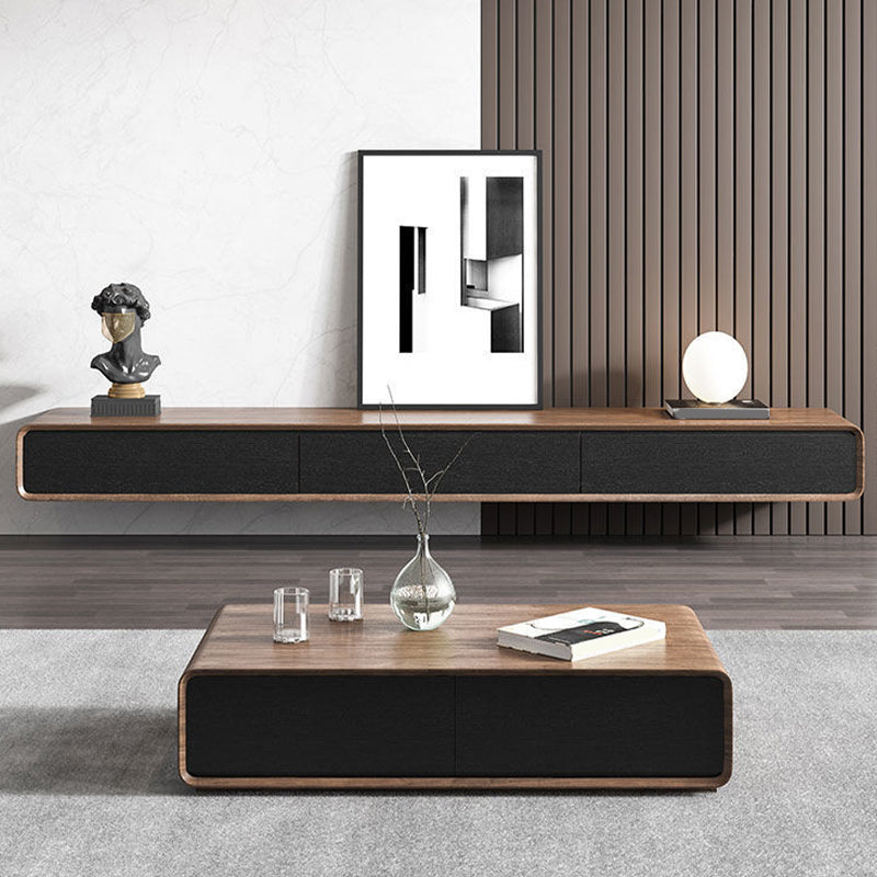Zeitgenössische TV-Konsole aus massivem Holz, TV-Medienkonsole für das Wohnzimmer