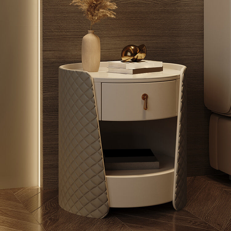 1 Drawer Glam Accent Table Nightstand Antique Finish Nightstand 20"L x 20"W x 22"H 1 Piece White Clearhalo 'Bedroom Furniture' 'furn' 'furn_night_stand' 'Furniture' 'night_stand' 'Nightstands' 6896177