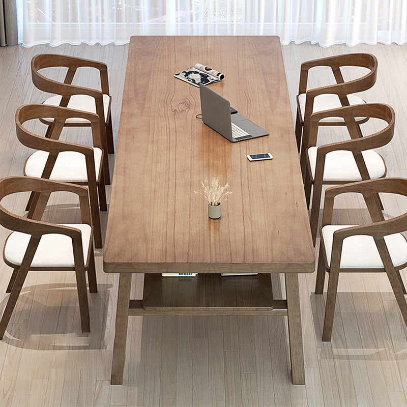 Rectangular Shaped Office Conference Table Wood Writing Desk in Brown Clearhalo 'furn' 'furn_office_desk' 'Furniture' 'Office Desks' 'Office Furniture' 'office_desk' 6896384