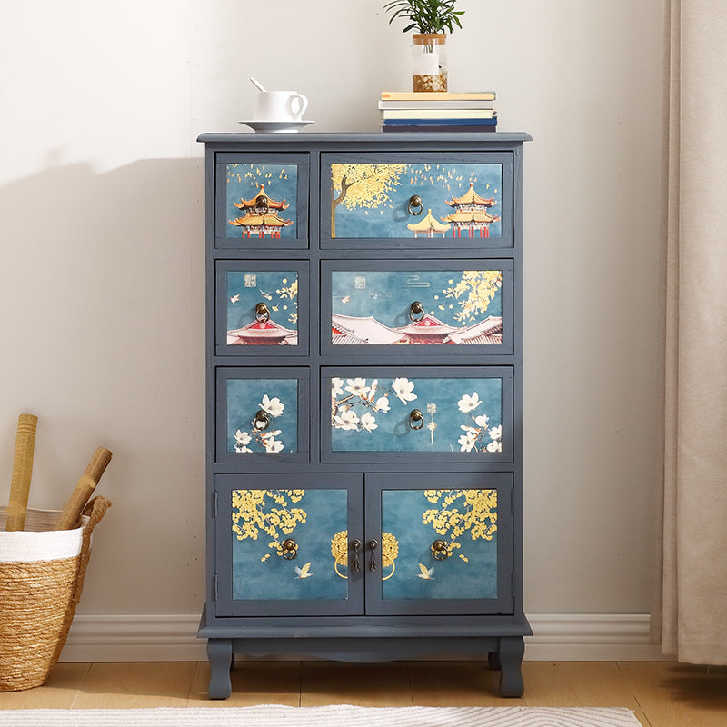 Commode combinée côtière, commode de rangement en bois pour chambre à coucher