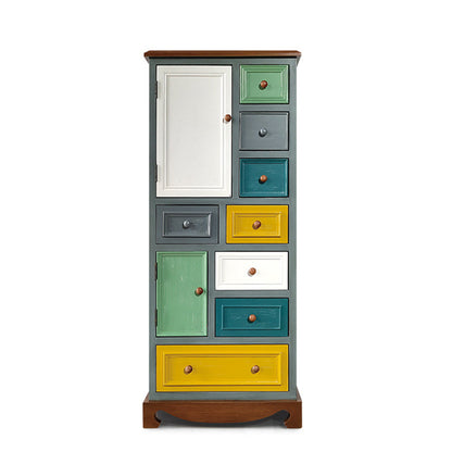 Coastal Birch Storage Chest Dresser Horizontal Storage Chest for Bedroom 24"L x 14"W x 56"H Aqua
