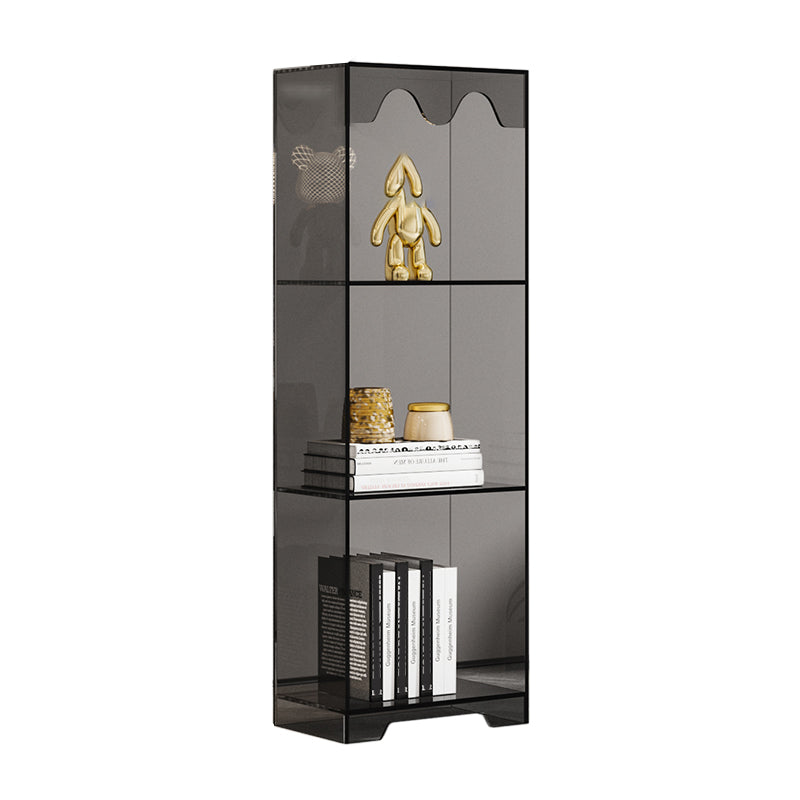 Contemporary Closed Back Standard Bookshelf Acrylic Bookcase for Study Room 15.7"L x 9.8"W x 45.7"H Grey Clearhalo 'Bookcases' 'furn' 'furn_bookcases' 'Furniture' 'Office Furniture' 6898046