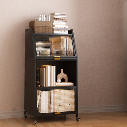 Glam Closed Back Standard Bookshelf Metal Bookcase for Study Room 15.7"L x 13.8"W x 45.3"H Black