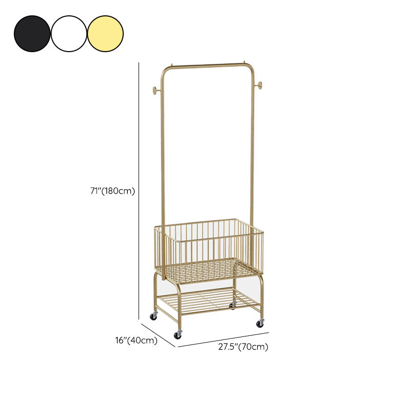 Gorgeous Plain Coat Rack Castors Metal Coat Rack with Storage Shelving Clearhalo 'Entry & Mudroom Furniture' 'furn' 'furn_hall_tree_coat_racks' 'Furniture' 'Hall Trees & Coat Racks' 'hall_tree_coat_racks' 6898221