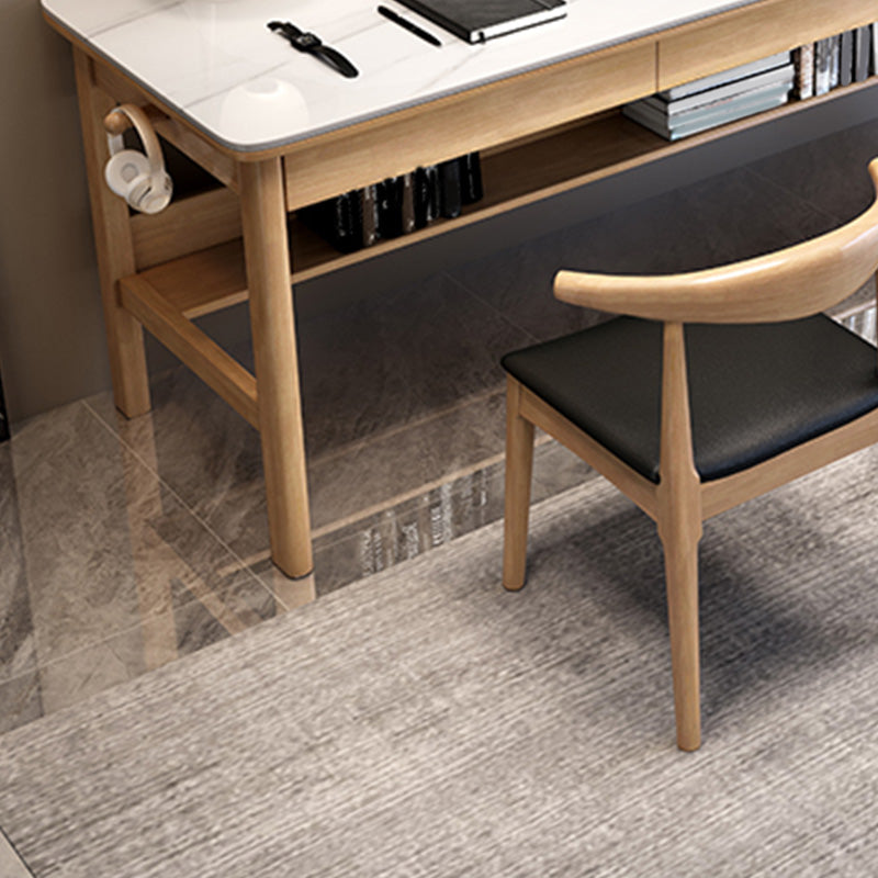 Bureau d'écriture de forme rectangulaire Gris / Blanc / Natural / Black Office Bureau avec tiroirs 1/2/3