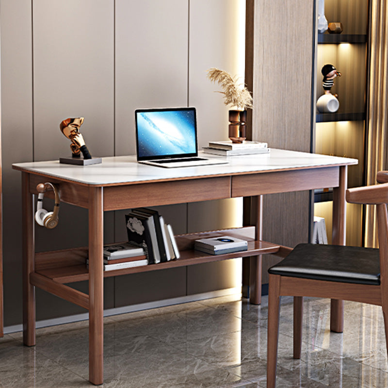 Bureau d'écriture de forme rectangulaire Gris / Blanc / Natural / Black Office Bureau avec tiroirs 1/2/3