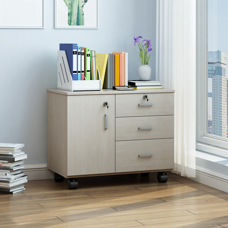 Gabinete de estilo nórdico Gabinete de almacenamiento de cajones de bloqueo de madera con ruedas