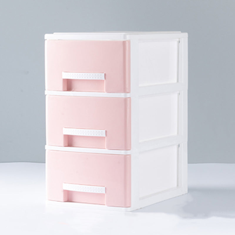 Contemporary File Cabinet Plastic Vertical Filing Cabinet with Drawers for Home Office 6.7"L x 9.4"W x 11.8"H Pink Clearhalo 'Filing Cabinets' 'filling_cabinets' 'furn' 'furn_filling_cabinets' 'Furniture' 'Office Furniture' 6899056